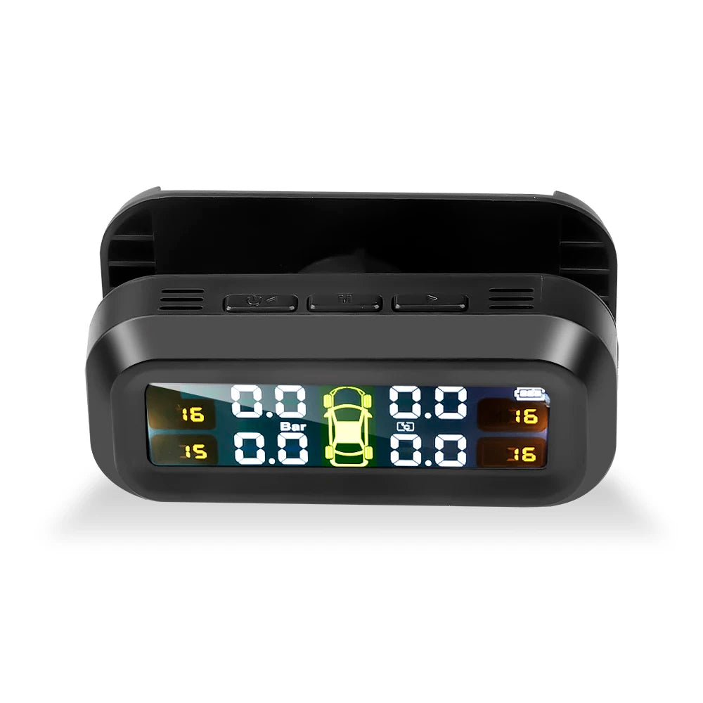 Solar TPMS Car Tire Pressure Alarm Monitor System Real-Time Display Warning Windshield Auto Driving Safety Kit with 4 Sensors