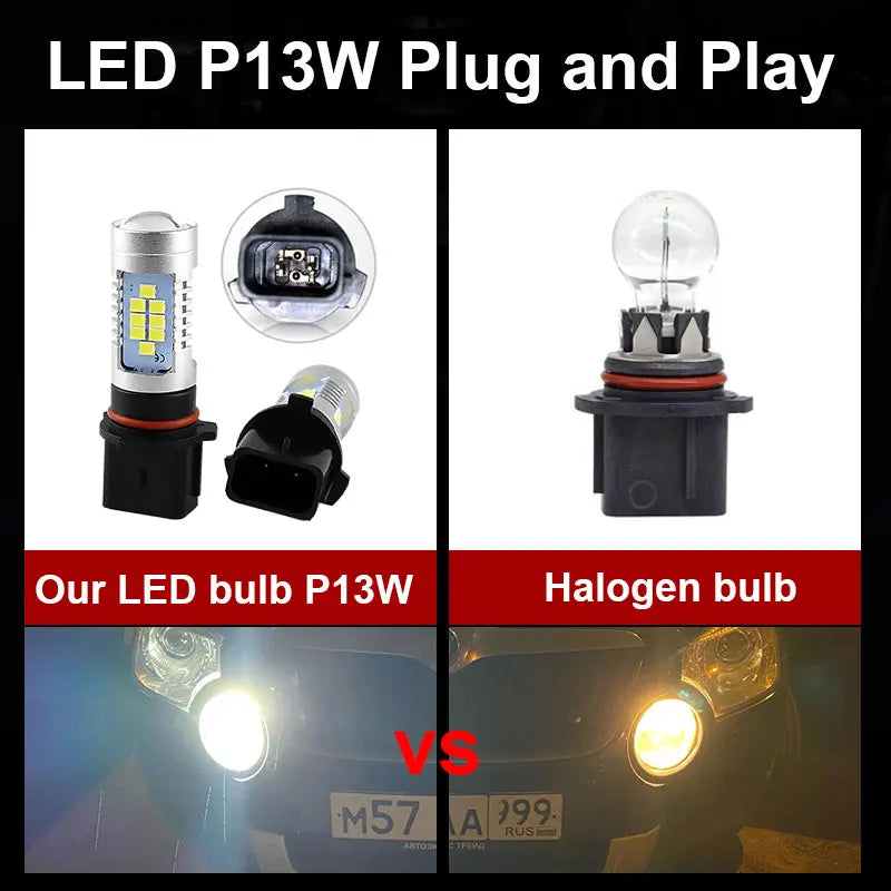 2pcs P13W Canbus No Error For Mazda CX-5 2013 2014 2015 SH23W LED Bulbs Daytime Running Light DRL Lamp White Car Accessories