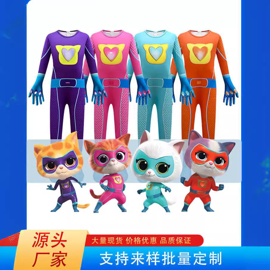SuperKitties Super Kitty Team Super Kitty Tight Jumpsuit cos Costume Performance Clothes