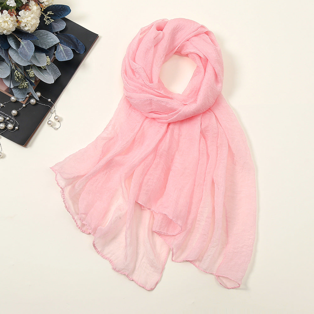 New Pure Color 30D Chiffon Silk Scarf, Fashionable Oversized Chiffon Beach Towel, Travel Sun Protection Gauze Scarf, Spot Wholesale