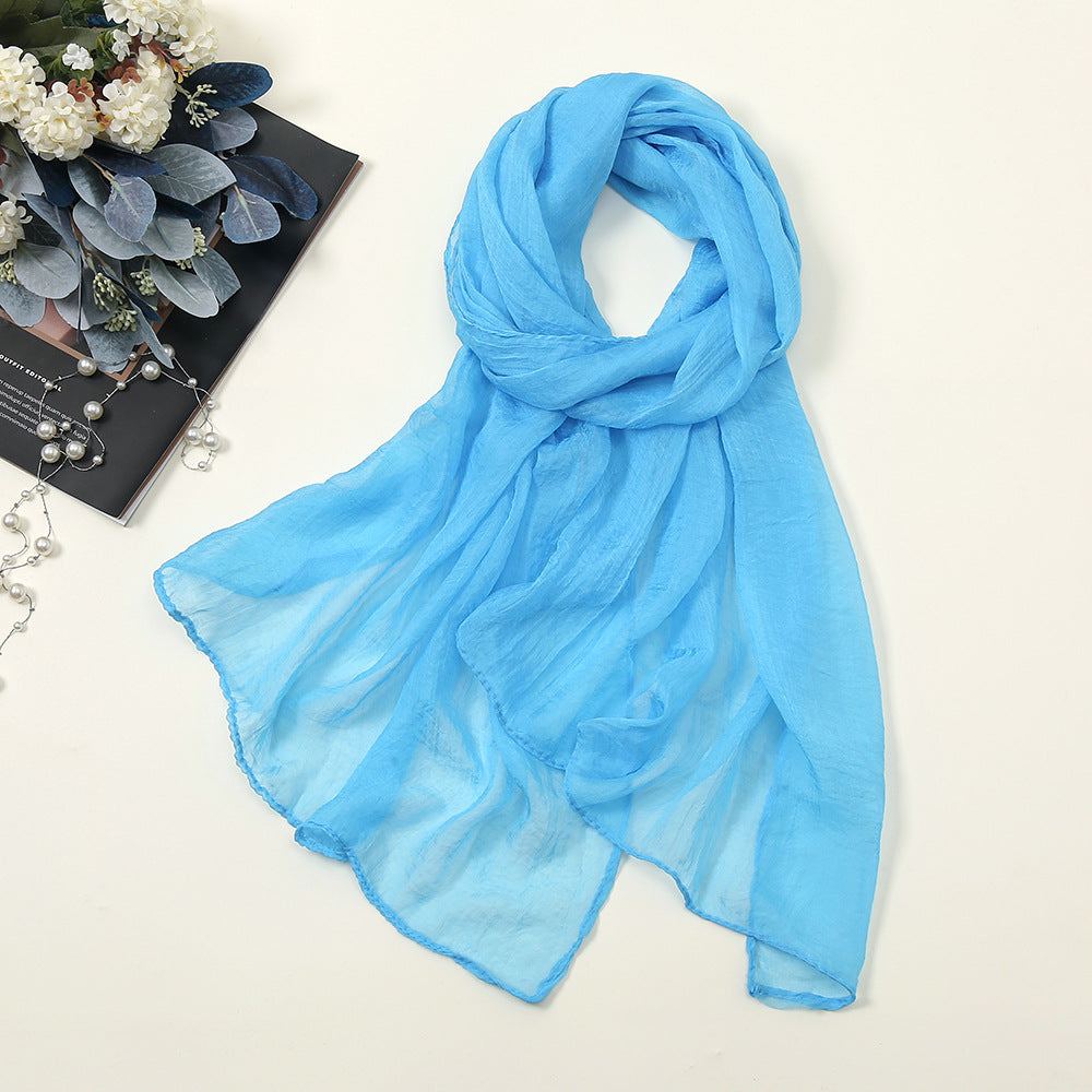 New Pure Color 30D Chiffon Silk Scarf, Fashionable Oversized Chiffon Beach Towel, Travel Sun Protection Gauze Scarf, Spot Wholesale