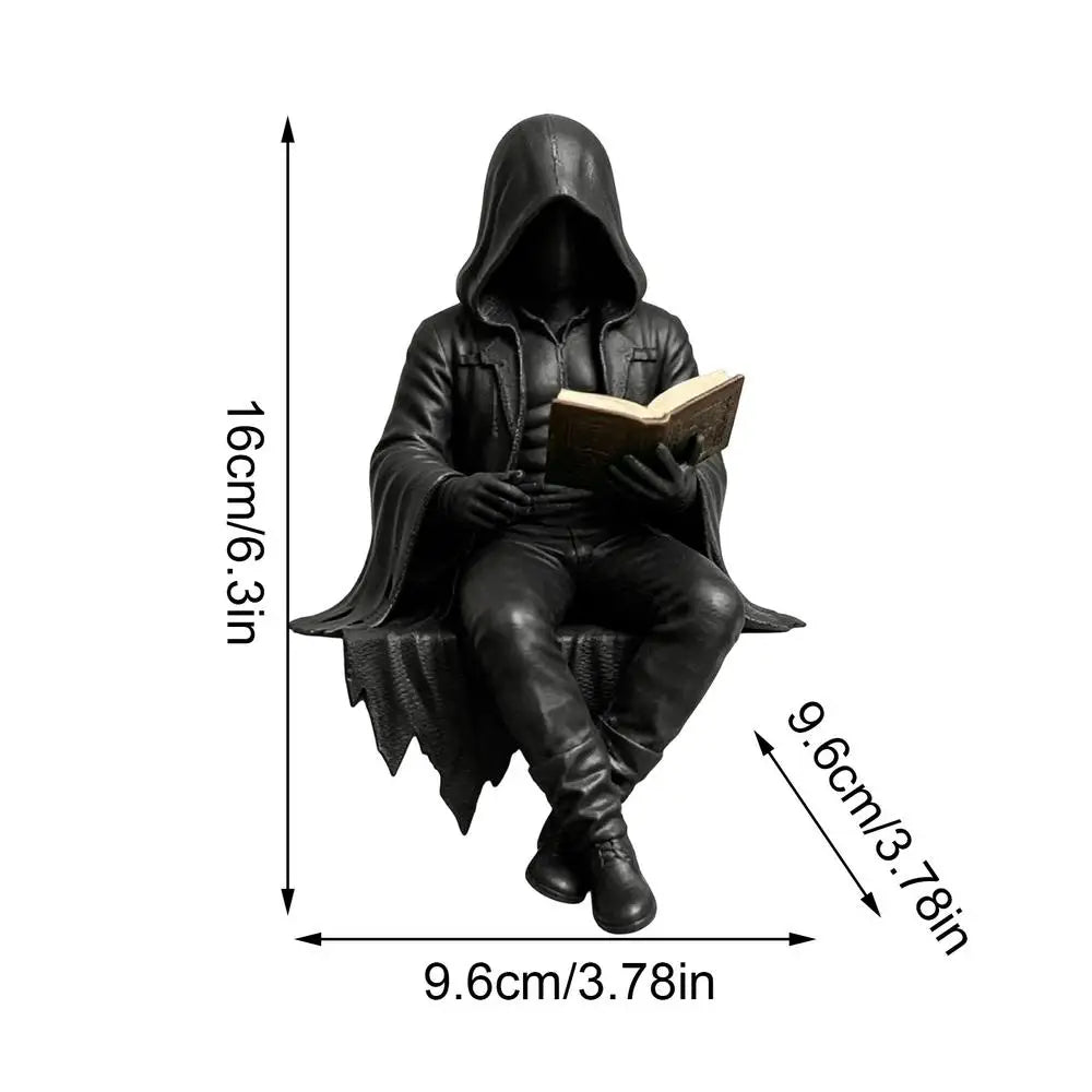 Halloween Aesthetic Spooky Statue Figurine Bookshelf Decor Goth Fantasy Art Mystery Man Decor for Table Centerpiece Shelf