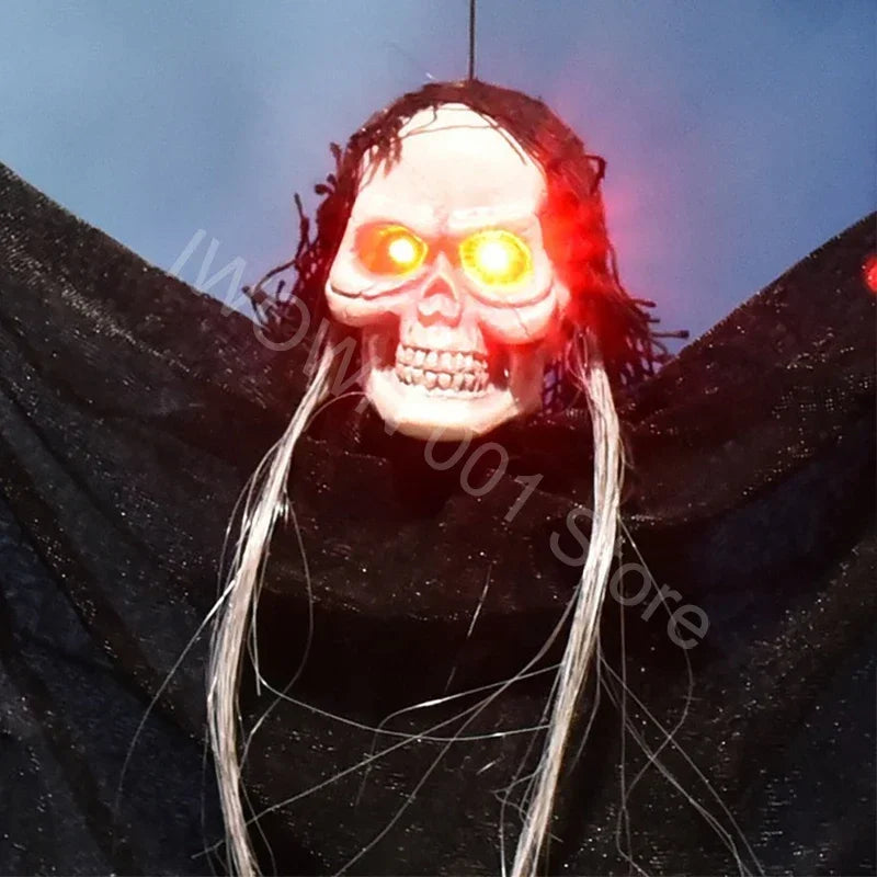 Halloween Skull Small Hanging Ghost Pendant Electric Light Up Trick Prop for Bar KTV Party Decoration Haunted House Decor