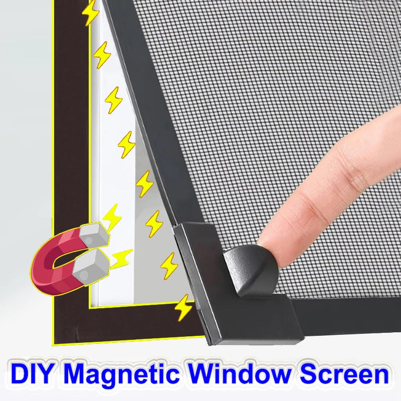 1 Set of Black Magnetic Mosquito Nets AntiMosquito Window Screens with Magnetic Attraction Easy to Install and Cut PVC Accessory
