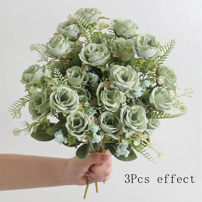 1/2/3Pcs Rose Artificial Flowers Bouquet 30cm Silk Fake Flowers for Wedding Brides Decoration Home Room Decor DIY Vase Accessory