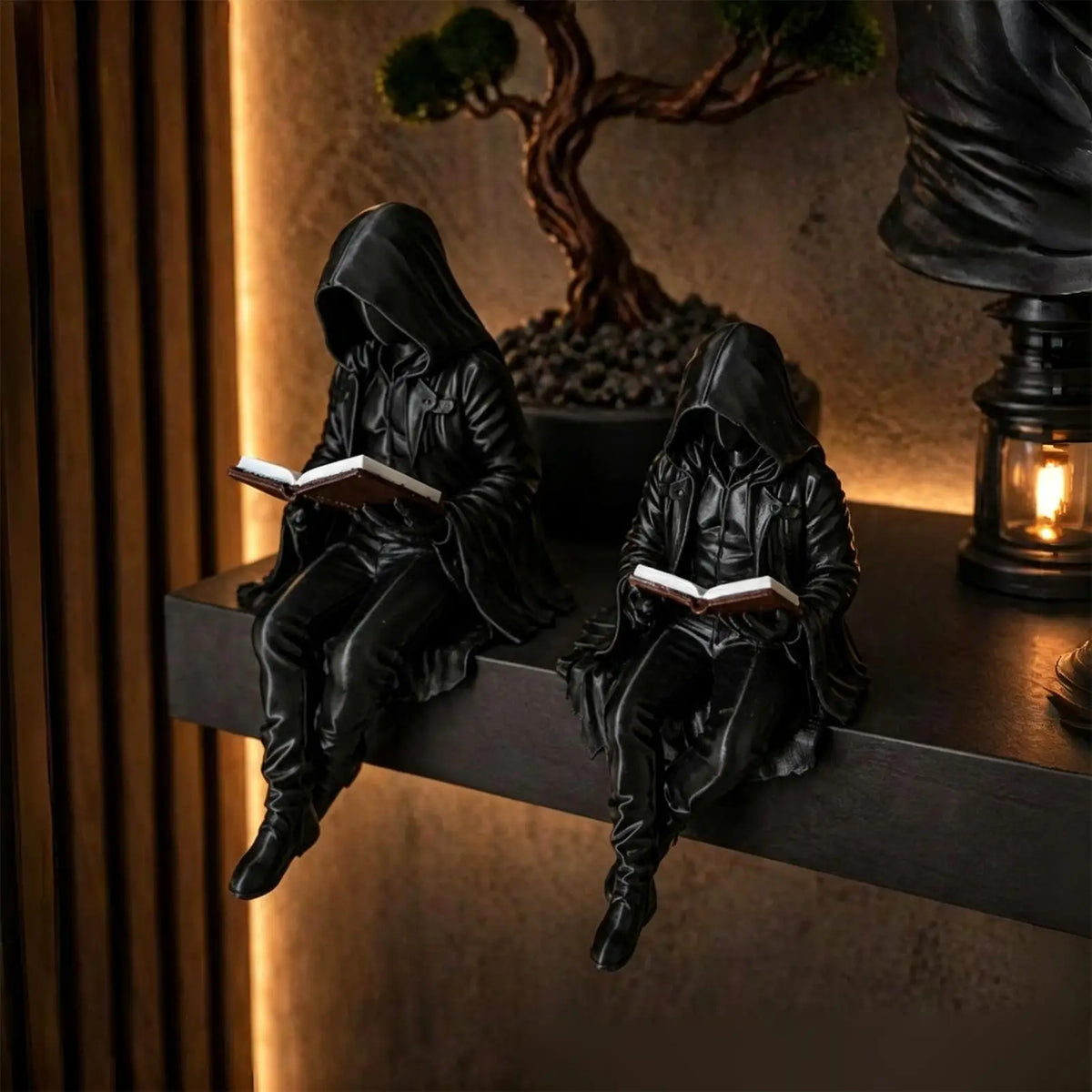 Halloween Aesthetic Spooky Statue Figurine Bookshelf Decor Goth Fantasy Art Mystery Man Decor for Table Centerpiece Shelf