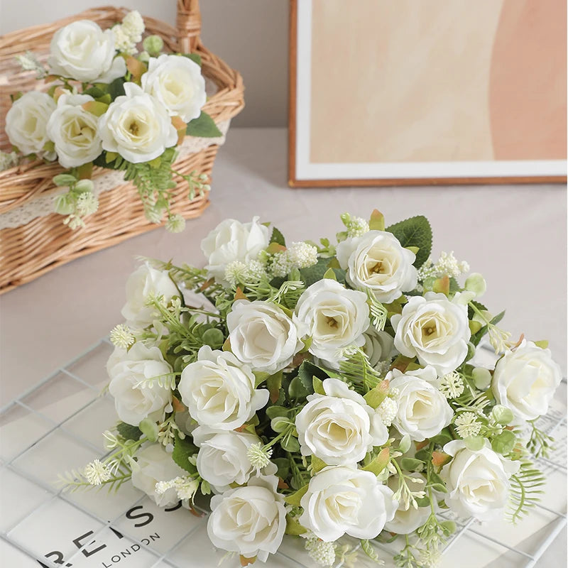 1/2/3Pcs Rose Artificial Flowers Bouquet 30cm Silk Fake Flowers for Wedding Brides Decoration Home Room Decor DIY Vase Accessory