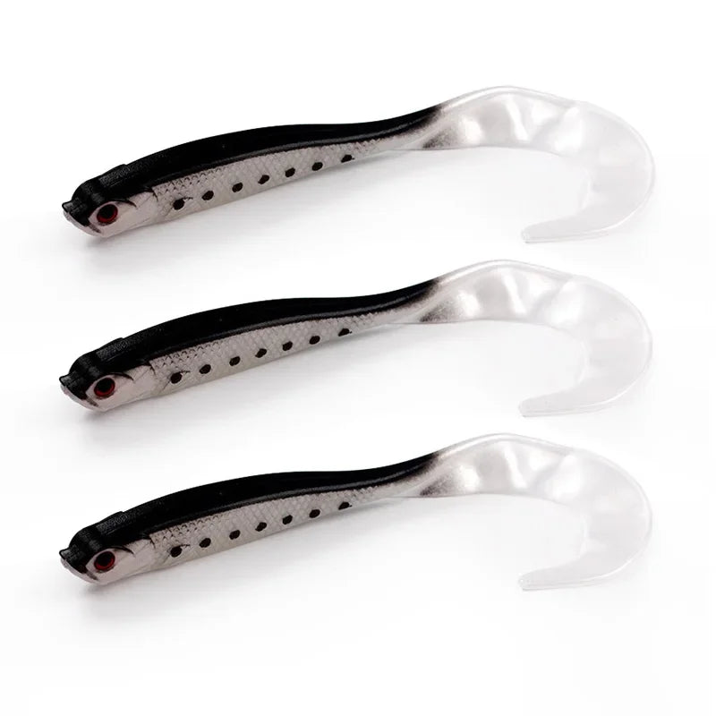 3 Pcs/Lot Long Tail Fish Silicone Soft Bait 12cm 6.5g Jigs Wobblers Lures Artificial Rubber Baits Bass Swimbait Fishing Tackle