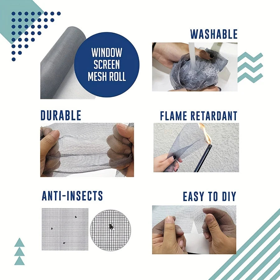 1 Set of Black Magnetic Mosquito Nets AntiMosquito Window Screens with Magnetic Attraction Easy to Install and Cut PVC Accessory