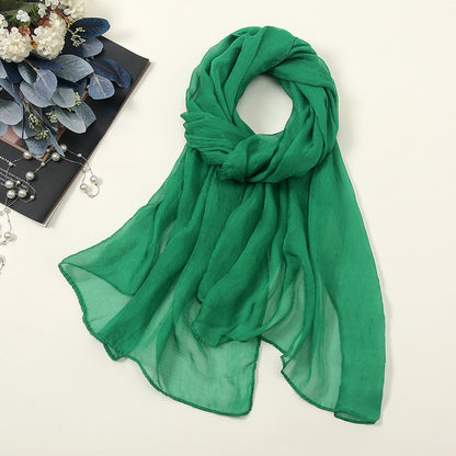 New Pure Color 30D Chiffon Silk Scarf, Fashionable Oversized Chiffon Beach Towel, Travel Sun Protection Gauze Scarf, Spot Wholesale