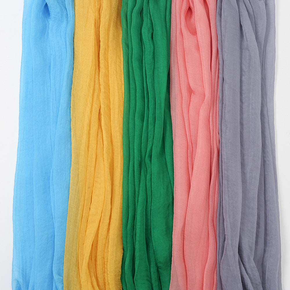 New Pure Color 30D Chiffon Silk Scarf, Fashionable Oversized Chiffon Beach Towel, Travel Sun Protection Gauze Scarf, Spot Wholesale
