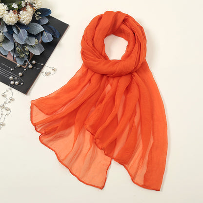 New Pure Color 30D Chiffon Silk Scarf, Fashionable Oversized Chiffon Beach Towel, Travel Sun Protection Gauze Scarf, Spot Wholesale