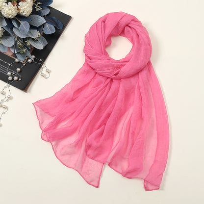 New Pure Color 30D Chiffon Silk Scarf, Fashionable Oversized Chiffon Beach Towel, Travel Sun Protection Gauze Scarf, Spot Wholesale