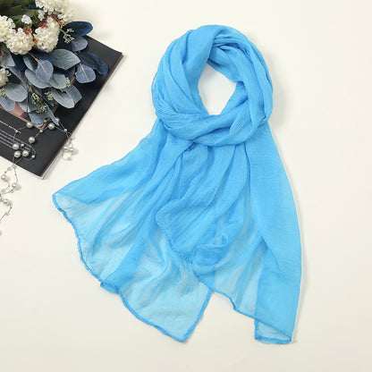 New Pure Color 30D Chiffon Silk Scarf, Fashionable Oversized Chiffon Beach Towel, Travel Sun Protection Gauze Scarf, Spot Wholesale