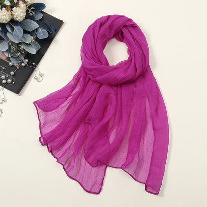 New Pure Color 30D Chiffon Silk Scarf, Fashionable Oversized Chiffon Beach Towel, Travel Sun Protection Gauze Scarf, Spot Wholesale