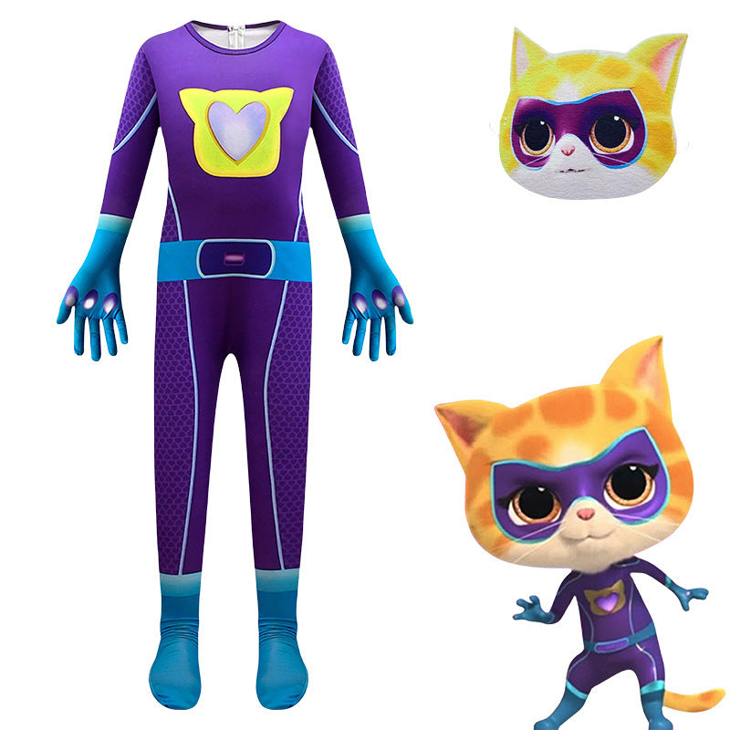 SuperKitties Super Kitty Team Super Kitty Tight Jumpsuit cos Costume Performance Clothes