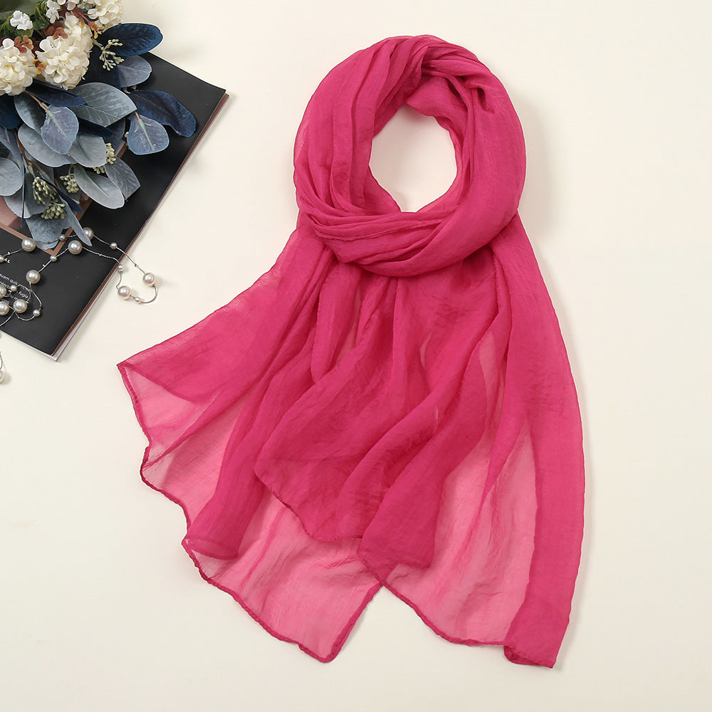 New Pure Color 30D Chiffon Silk Scarf, Fashionable Oversized Chiffon Beach Towel, Travel Sun Protection Gauze Scarf, Spot Wholesale
