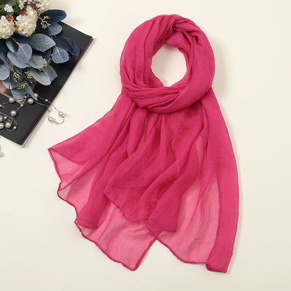 New Pure Color 30D Chiffon Silk Scarf, Fashionable Oversized Chiffon Beach Towel, Travel Sun Protection Gauze Scarf, Spot Wholesale