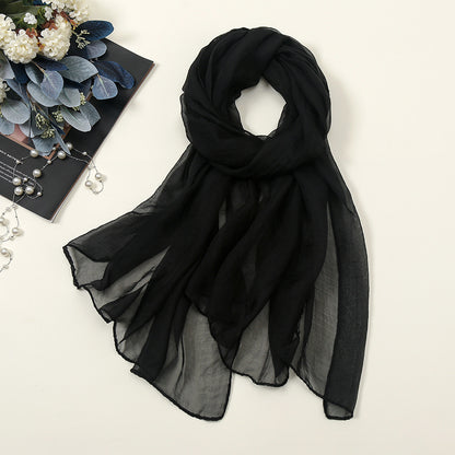 New Pure Color 30D Chiffon Silk Scarf, Fashionable Oversized Chiffon Beach Towel, Travel Sun Protection Gauze Scarf, Spot Wholesale