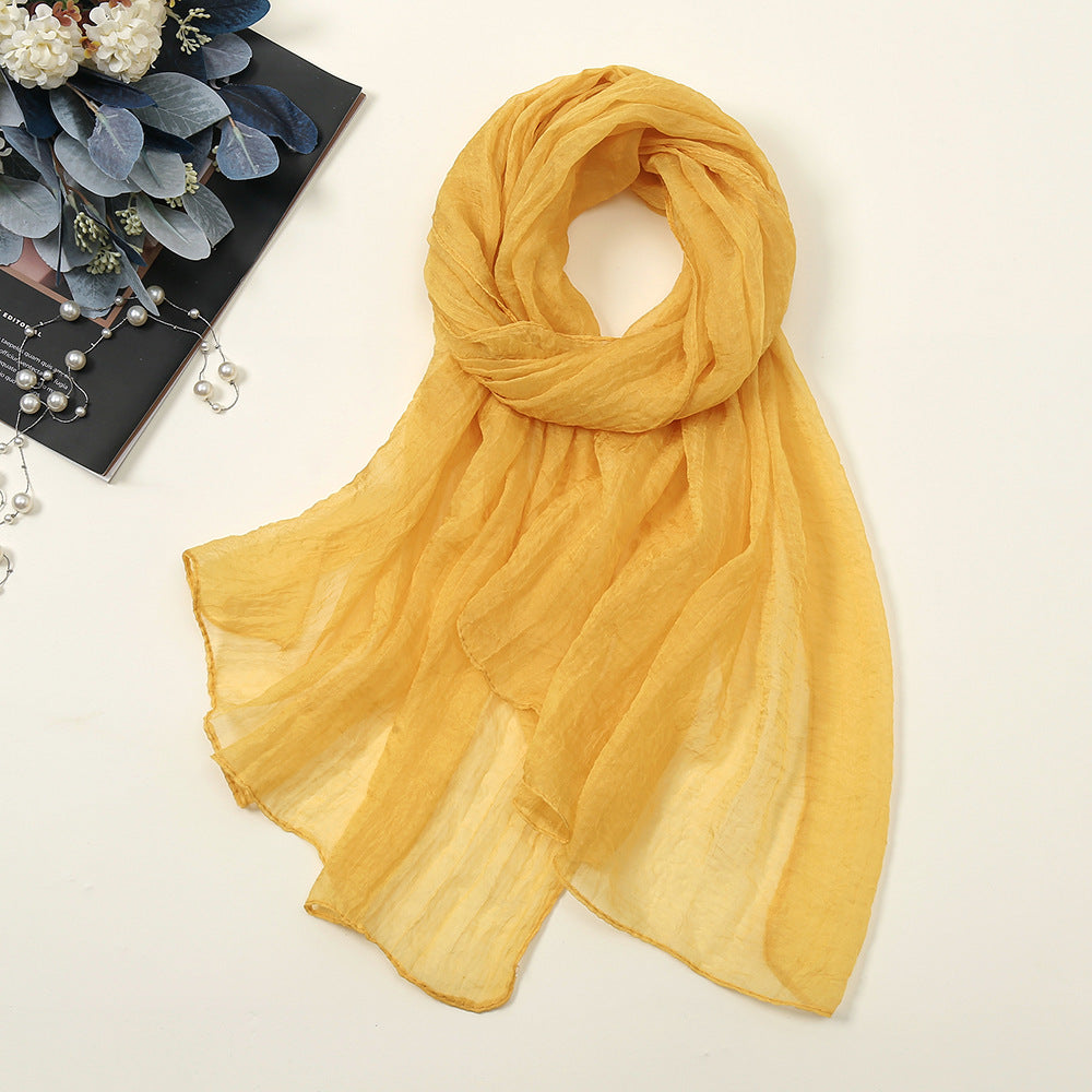 New Pure Color 30D Chiffon Silk Scarf, Fashionable Oversized Chiffon Beach Towel, Travel Sun Protection Gauze Scarf, Spot Wholesale