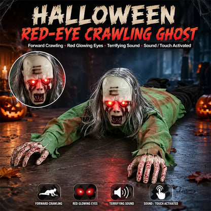 Halloween Crawling Zombie Scary Haunted House Decor Prop Motion Sensor Activated Sound Light Effects Horror Scene Setup