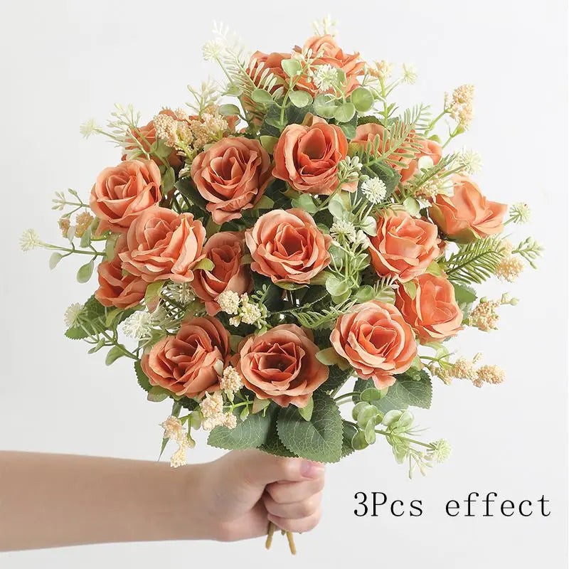 1/2/3Pcs Rose Artificial Flowers Bouquet 30cm Silk Fake Flowers for Wedding Brides Decoration Home Room Decor DIY Vase Accessory