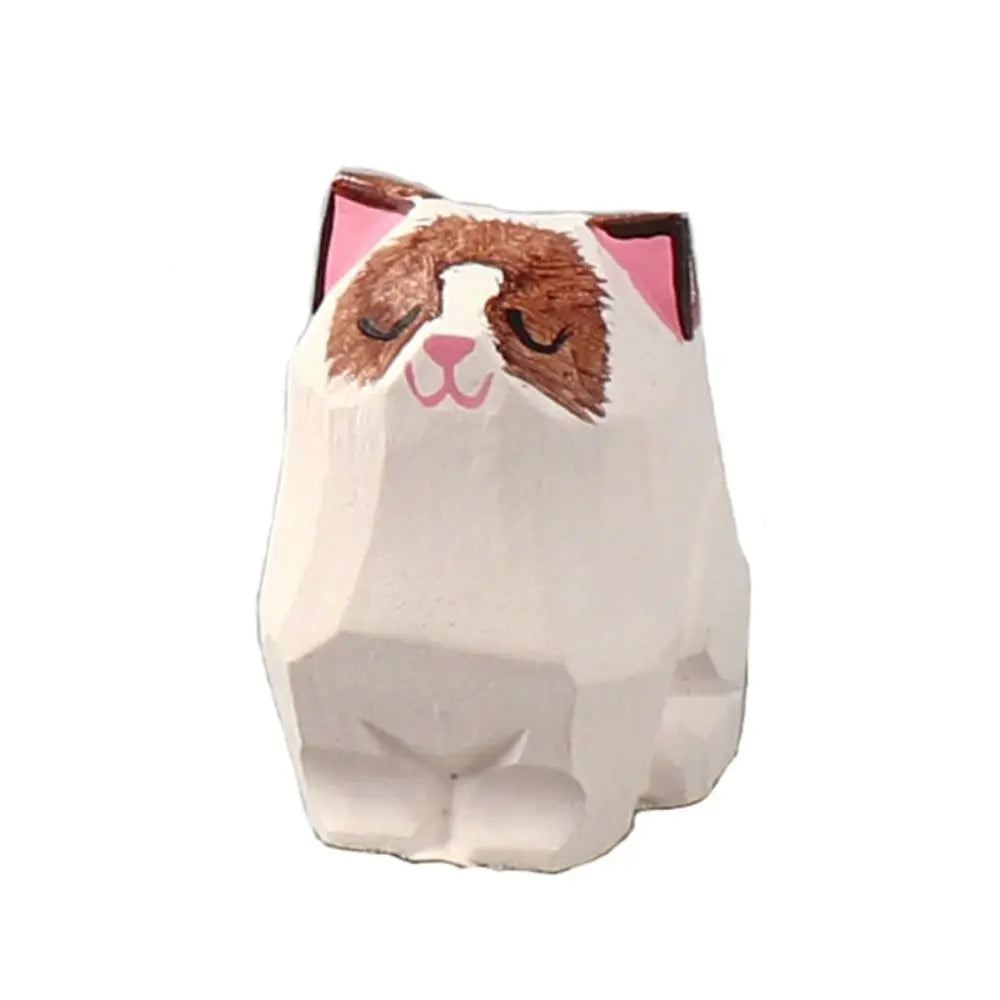 Creative Cartoon Animal Wood Bear Figurine Carved Wooden Desktop Knick-knack Home Decoration Art Craft Carving Cat Statue