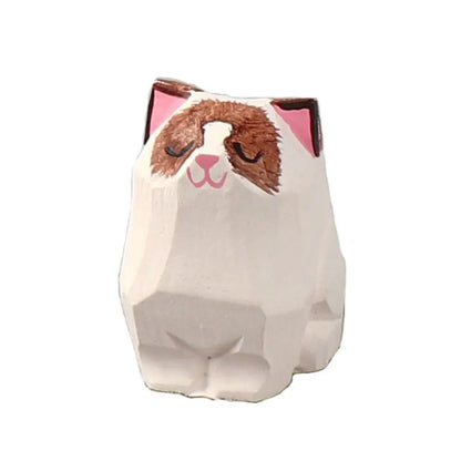 Creative Cartoon Animal Wood Bear Figurine Carved Wooden Desktop Knick-knack Home Decoration Art Craft Carving Cat Statue