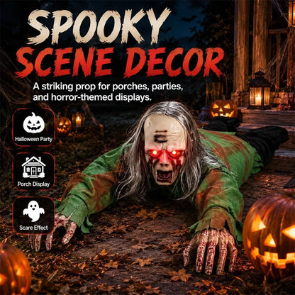 Halloween Crawling Zombie Scary Haunted House Decor Prop Motion Sensor Activated Sound Light Effects Horror Scene Setup