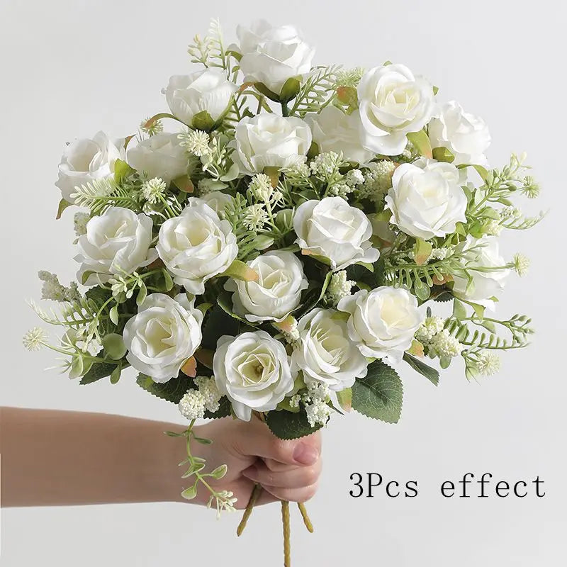 1/2/3Pcs Rose Artificial Flowers Bouquet 30cm Silk Fake Flowers for Wedding Brides Decoration Home Room Decor DIY Vase Accessory
