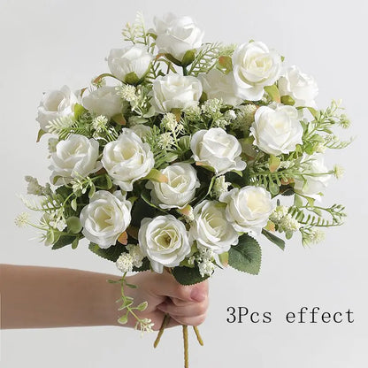 1/2/3Pcs Rose Artificial Flowers Bouquet 30cm Silk Fake Flowers for Wedding Brides Decoration Home Room Decor DIY Vase Accessory