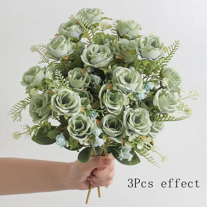 1/2/3Pcs Rose Artificial Flowers Bouquet 30cm Silk Fake Flowers for Wedding Brides Decoration Home Room Decor DIY Vase Accessory