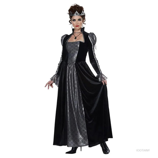 Halloween Day of the Dead Sexy European Medieval Retro Court Gothic Queen Evil Vampire Costume Carnival Party Devil Witch