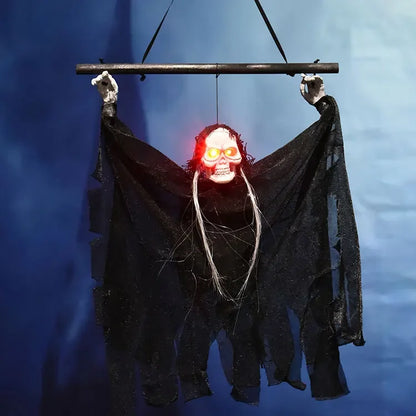 Halloween Skull Small Hanging Ghost Pendant Electric Light Up Trick Prop for Bar KTV Party Decoration Haunted House Decor