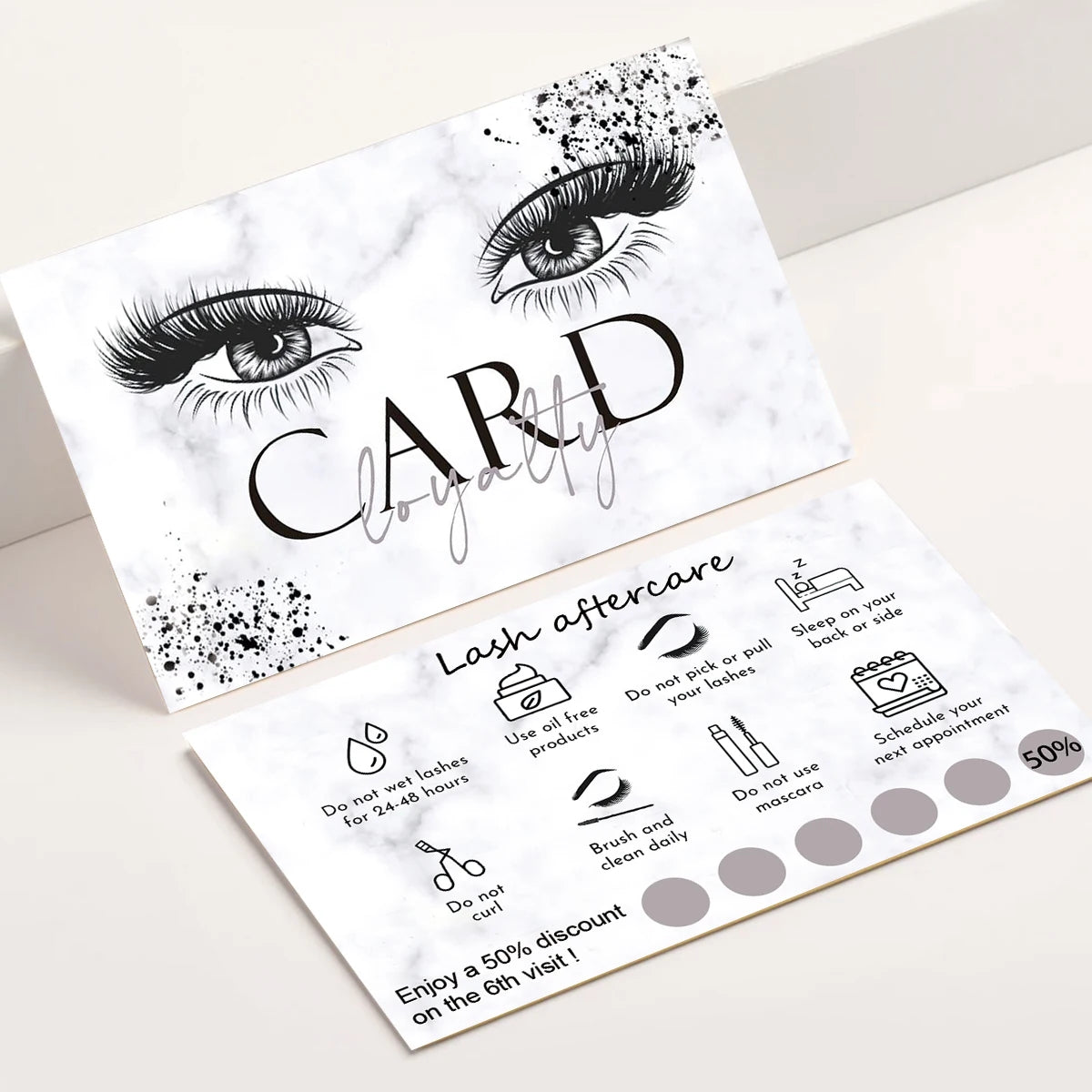 5Pcs Paper Eyelash Extension Business Card Lash Aftercare Card Lash Loyalty Discount Cards Wholesale