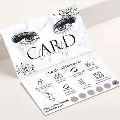 5Pcs Paper Eyelash Extension Business Card Lash Aftercare Card Lash Loyalty Discount Cards Wholesale