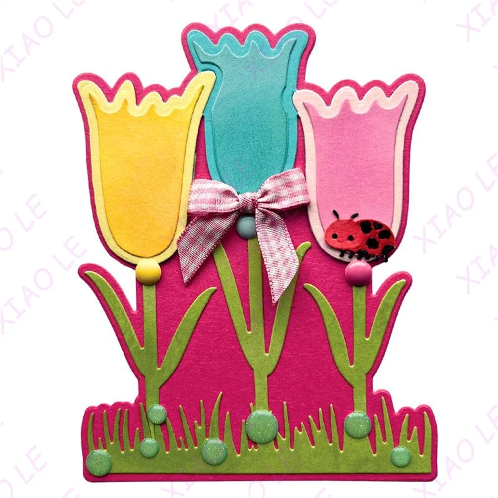 Happy Easter Egg 2026 New Flowers Metal Cutting Dies Scrapbook Diary Decoration Stencil Embossing Template DIY Greeting