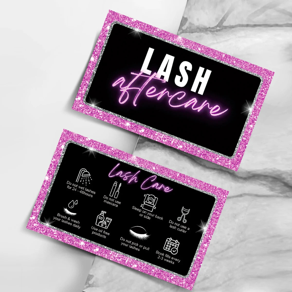 5Pcs Paper Eyelash Extension Business Card Lash Aftercare Card Lash Loyalty Discount Cards Wholesale