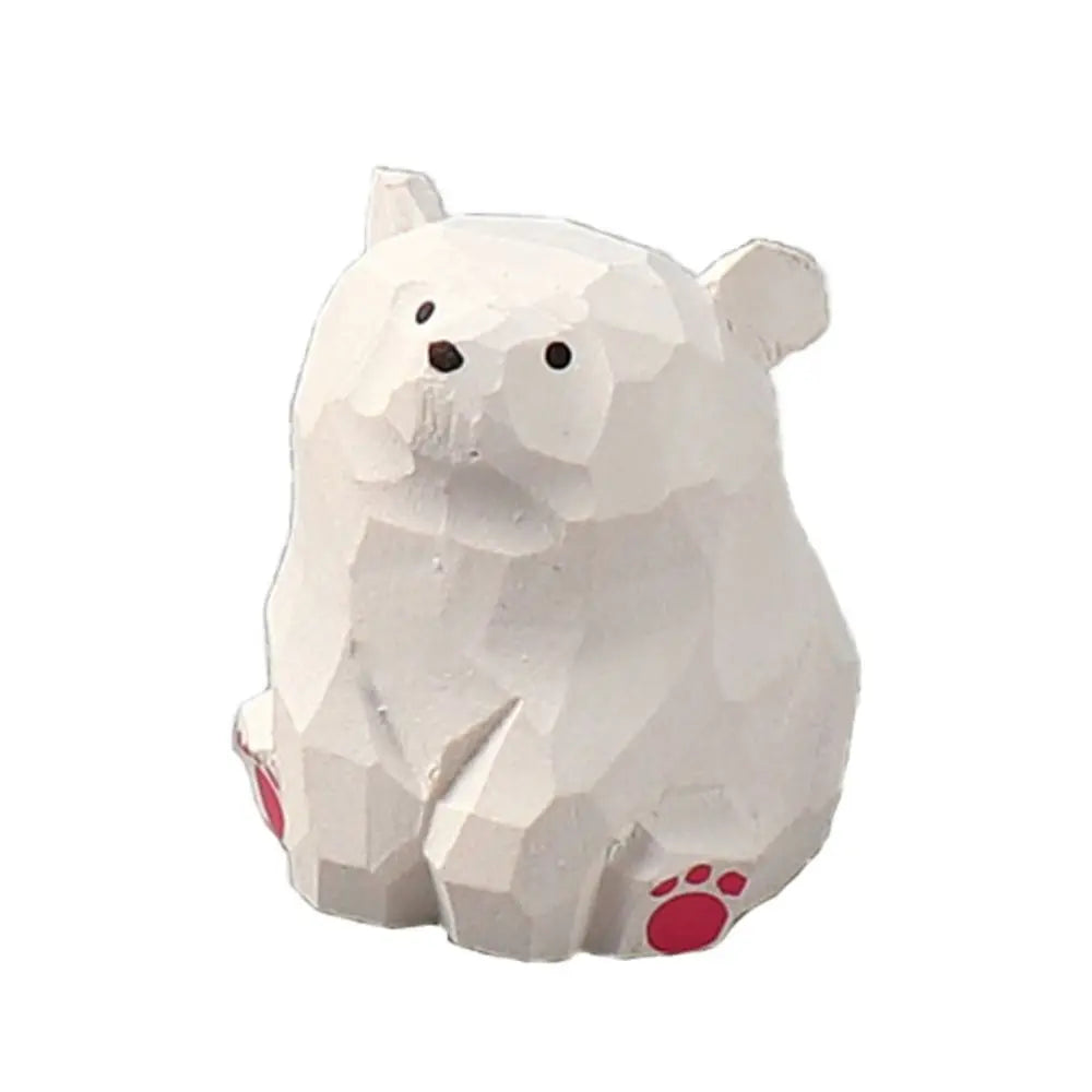 Creative Cartoon Animal Wood Bear Figurine Carved Wooden Desktop Knick-knack Home Decoration Art Craft Carving Cat Statue