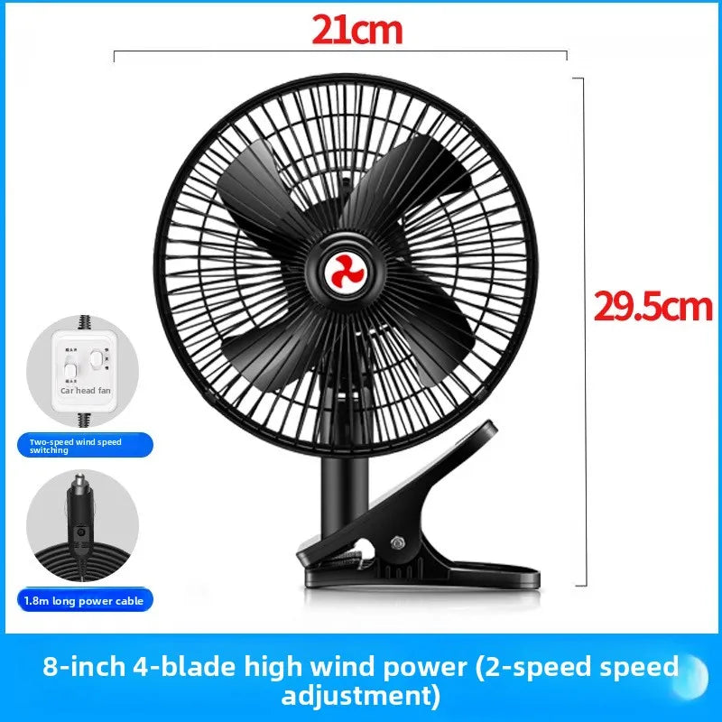 24V Large Truck 12V Strong Wind Silent Cooling Multi-angle Adjustment Car Fan