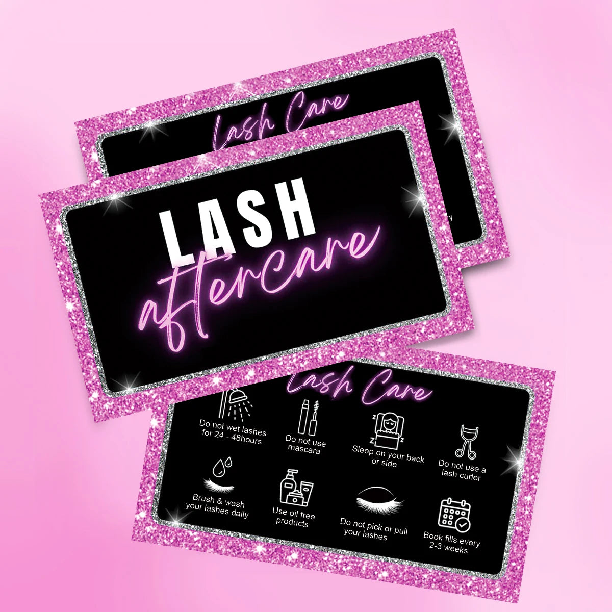 5Pcs Paper Eyelash Extension Business Card Lash Aftercare Card Lash Loyalty Discount Cards Wholesale