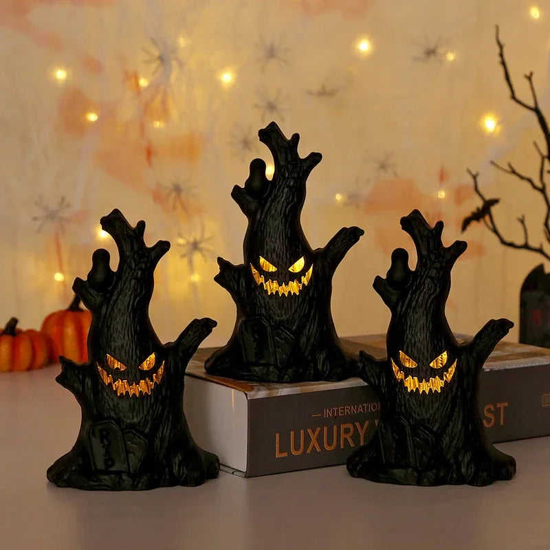 Halloween Decoration Ghost Tree Led Night Glow Ghost Lantern Ghost Face Tree Stump Lantern Festival Atmosphere Horror Decoration