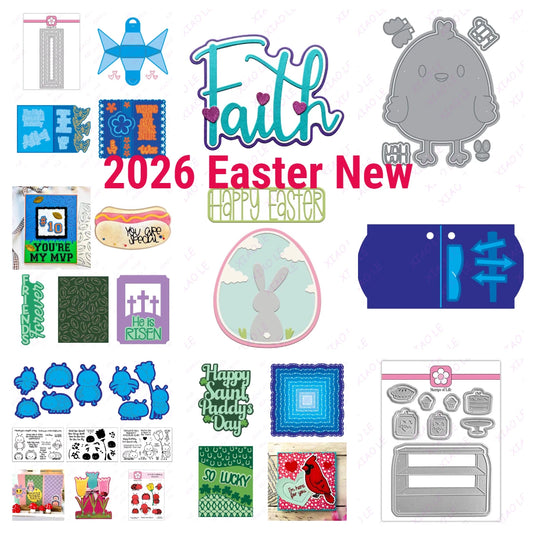 Happy Easter Egg 2026 New Flowers Metal Cutting Dies Scrapbook Diary Decoration Stencil Embossing Template DIY Greeting