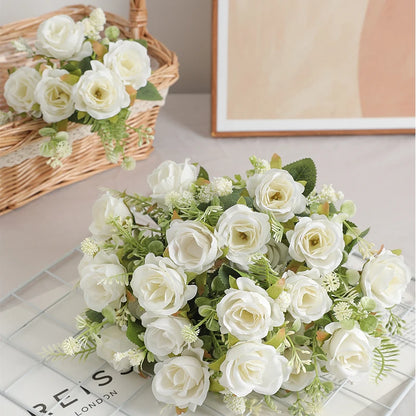 1/2/3Pcs Rose Artificial Flowers Bouquet 30cm Silk Fake Flowers for Wedding Brides Decoration Home Room Decor DIY Vase Accessory
