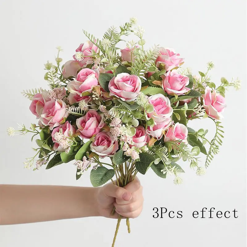 1/2/3Pcs Rose Artificial Flowers Bouquet 30cm Silk Fake Flowers for Wedding Brides Decoration Home Room Decor DIY Vase Accessory