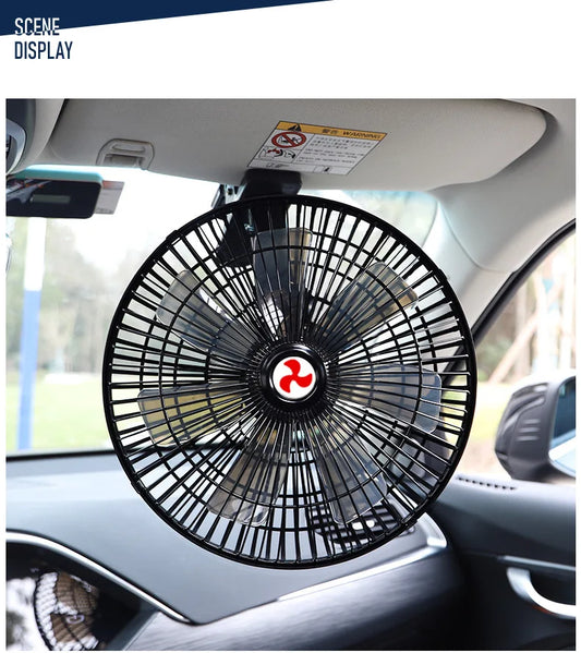 24V Large Truck 12V Strong Wind Silent Cooling Multi-angle Adjustment Car Fan