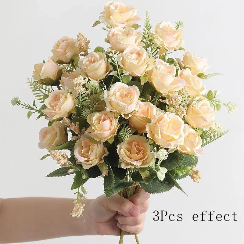 1/2/3Pcs Rose Artificial Flowers Bouquet 30cm Silk Fake Flowers for Wedding Brides Decoration Home Room Decor DIY Vase Accessory
