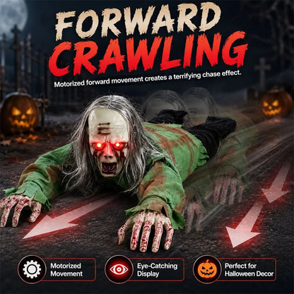 Halloween Crawling Zombie Scary Haunted House Decor Prop Motion Sensor Activated Sound Light Effects Horror Scene Setup