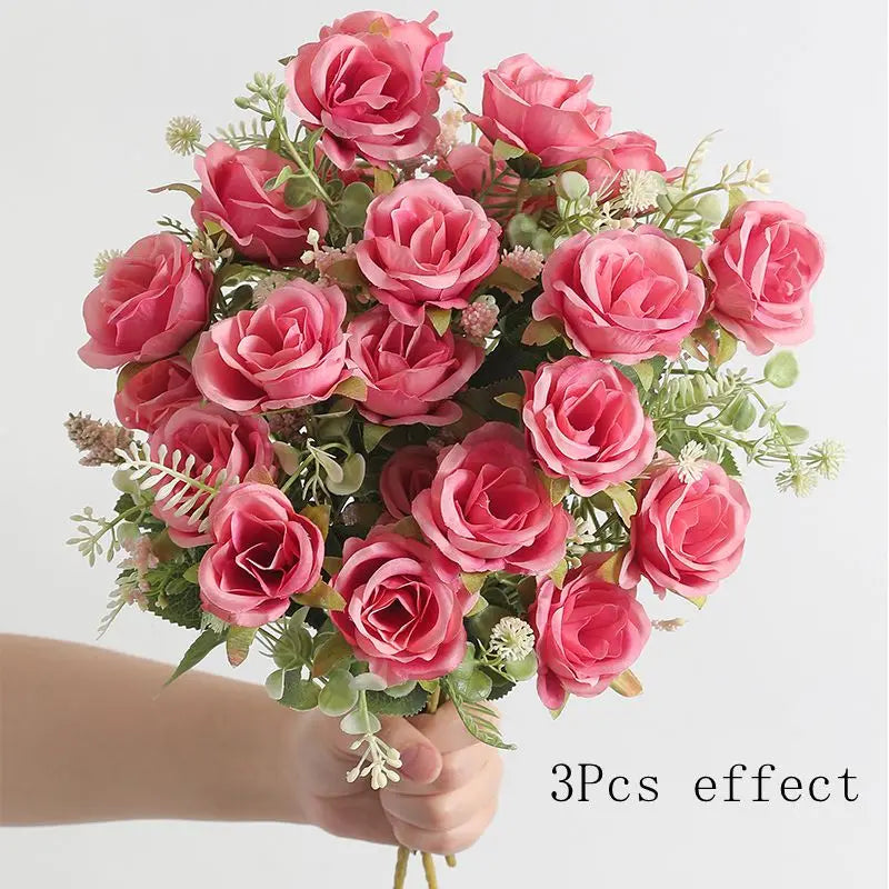 1/2/3Pcs Rose Artificial Flowers Bouquet 30cm Silk Fake Flowers for Wedding Brides Decoration Home Room Decor DIY Vase Accessory