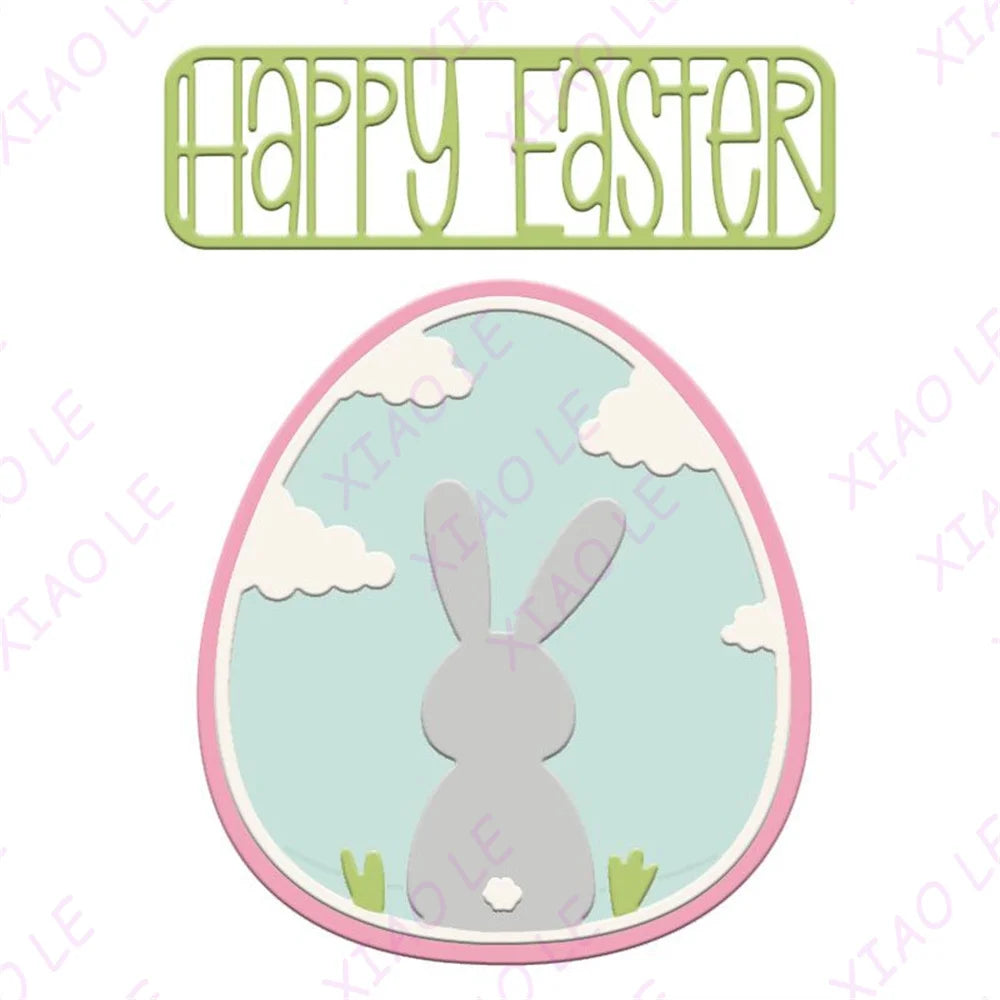 Happy Easter Egg 2026 New Flowers Metal Cutting Dies Scrapbook Diary Decoration Stencil Embossing Template DIY Greeting